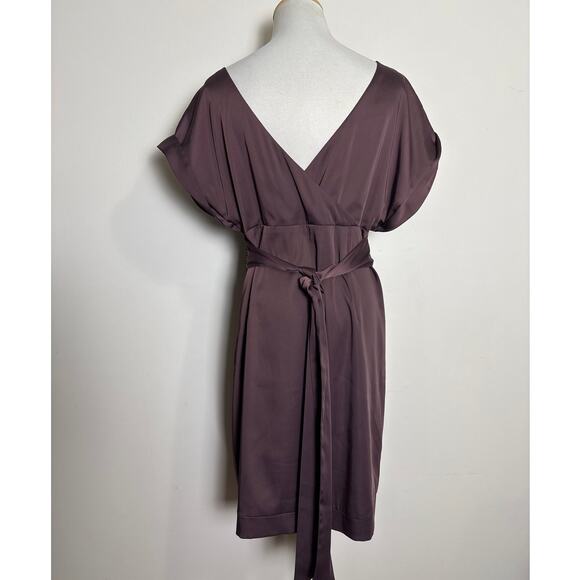 BCBG Vintage Y2K Satin Silky Party Dress Size 10 Purple Beaded Holiday Chic - Picture 3 of 8